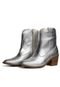 Bota Texana Western Bico Fino Cano Curto Country Couro Metalizado Prata Kuento Shoes - Marca KUENTO SHOES