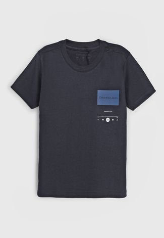 Camiseta Calvin Klein Kids Infantil Logo Azul-Marinho - Compre Agora