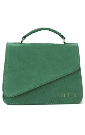 Bolsa Pequena Feminina de Mão e Tiracolo Bolsinha Transversal Clutch Mini Bag Verde Camurça