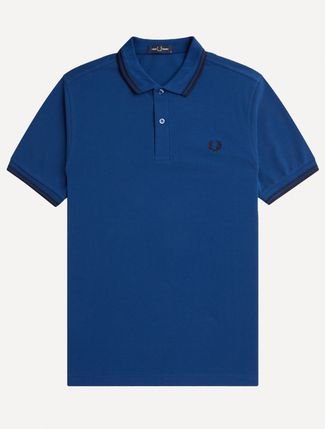 Polo Fred Perry Masculina Piquet Regular Black Twin Tipped Azul