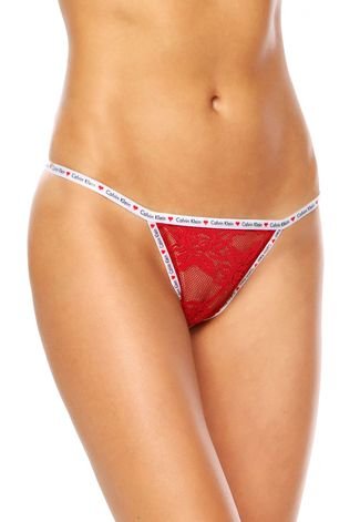 Calcinha Calvin Klein Underwear Tanga Namorados Vermelha - Compre