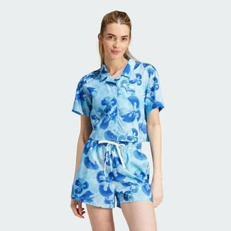 Adidas Camisa Polo Malha Estampa Floral Cropped