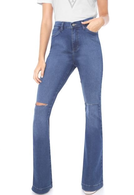 Calça Jeans Guess Flare Estonada Azul - Marca Guess