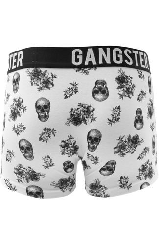 Cueca Gangster Boxer Caveiras Branca