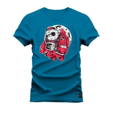 Camiseta Plus Size Estampada Unissex Macia Confortável Premium Panda No Mundo da lua - Azul - Marca Nexstar