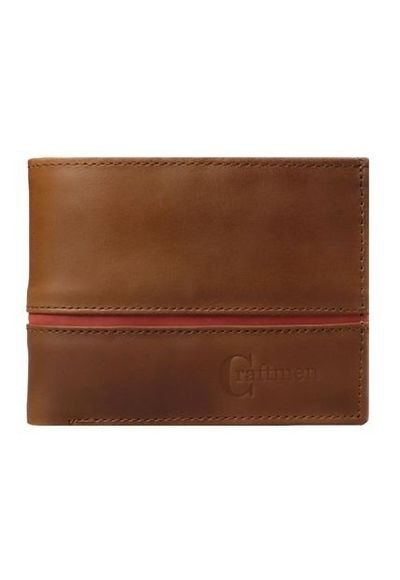 Billetera De Cuero Genuino Natural Linea Roja Riviera Compra