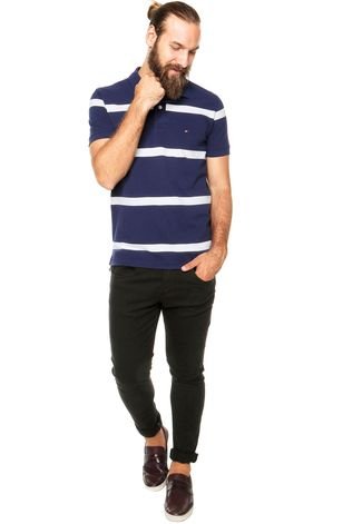 Camisa Polo Tommy Hilfiger Masculina Regular Fit Azul Royal