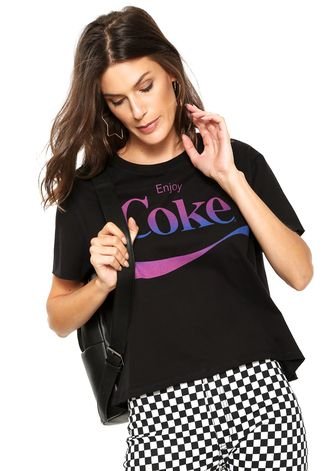 Camiseta Coca-Cola Jeans Enjoy Coke Preta