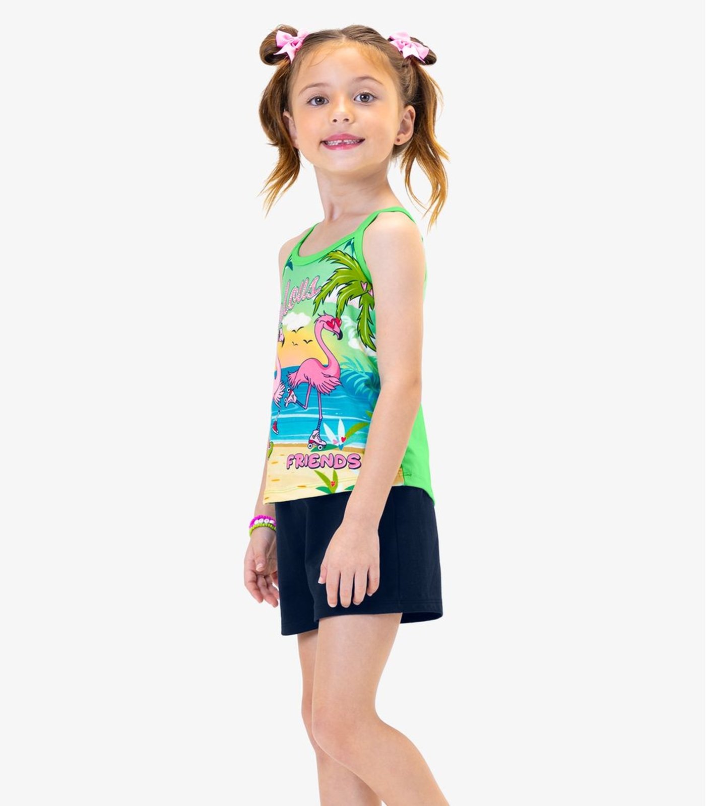 Conjunto Infantil Blusa De Alça E Shorts Rovi Kids Verde - Marca Rovitex Kids