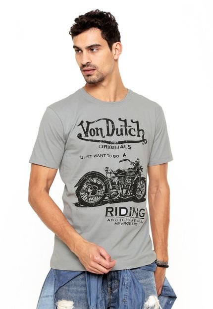 Camiseta Von Dutch  Estampada Cinza - Marca Von Dutch 