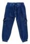 Calça Jeans Infantil Menino Jogger Cargo Azul - Marca Crawling