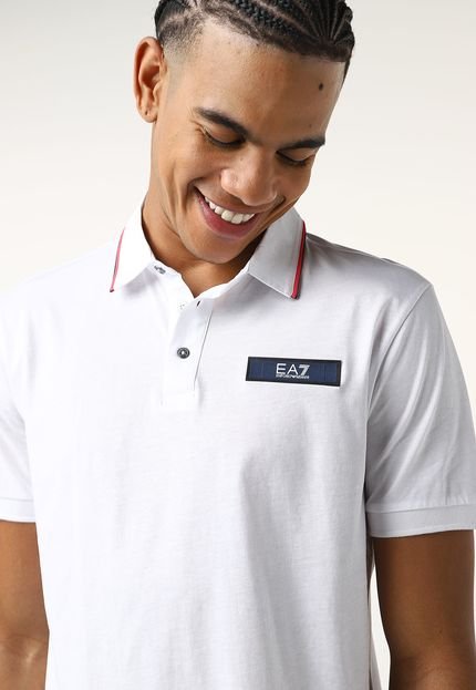 Camisa Polo EA7 Reta Logo Branca - Marca EA7