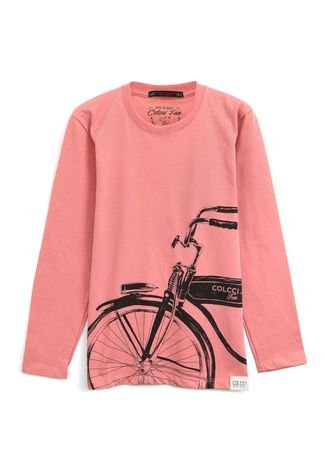 Camiseta Colcci Fun Infantil Full Print Rosa