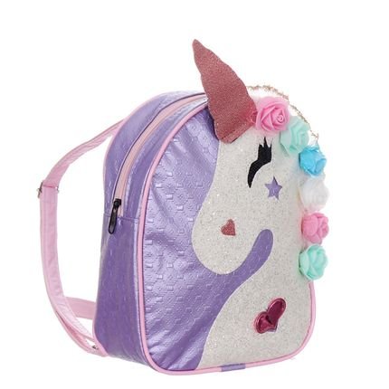 Bolsa Mochilinha  de costas escolar passeio unicornio Com Brilho Infantil juvenil Menina - Marca Pemania