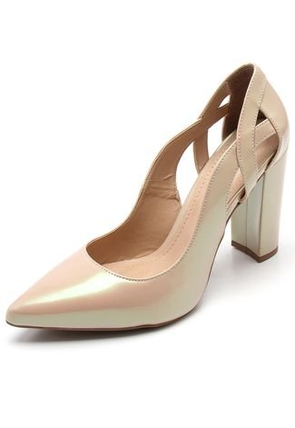 Sandália DAFITI SHOES Salto Grosso Nude - Compre Agora