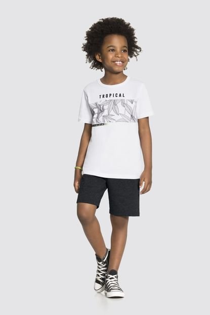 Conjunto Infantil Alakazoo Bermuda e Camiseta Tropical  Branco - Marca Alakazoo