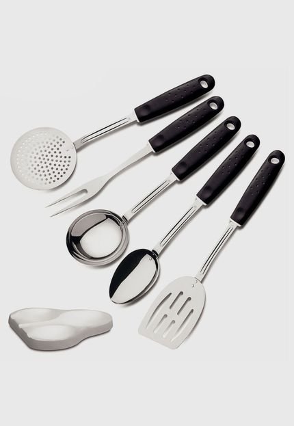 Jogo Utensilios Tramontina Inox 6 Pcs Utilita Preto - Marca Tramontina