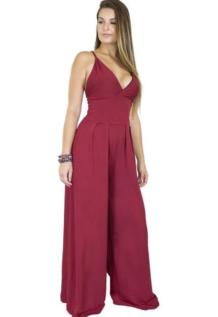 Menor preço em Macacão Dress Code Moda Pantalona Vermelho