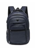 Mochila Ferrazzi Azul Escuro Trabalho Executiva Masculina Sintético Espaçosa 4 Bolsos Entrada USB - Marca Ferrazzi