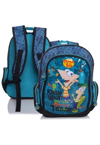 Mochila Dmw G Verde/Azul Phineas E Ferb