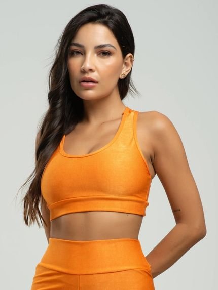 Top Nadador Feminino Suplex Moda Fitness Vicbela Laranja - Marca Vicbela