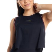 Regata Cropped Feminina Estilo do Corpo Dry com Recortes Preto - Marca Estilo Do Corpo