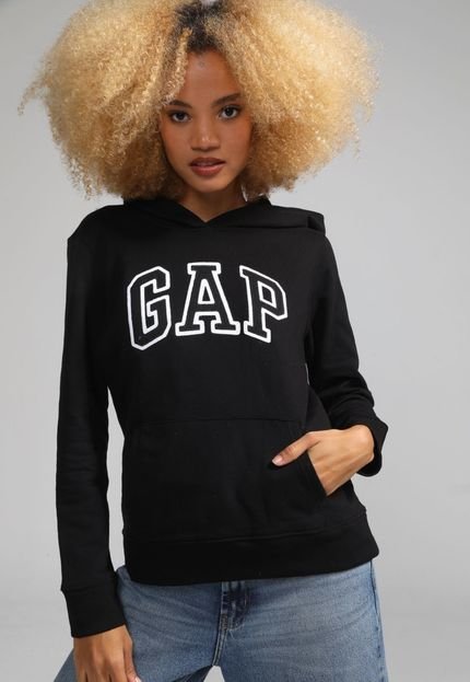 Blusa de Moletom Flanelada Fechada GAP Capuz Preta - Marca GAP