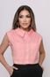 Camisa Cropped Regata Pregas Bolso Rosa Claro - Marca RAIZZIS