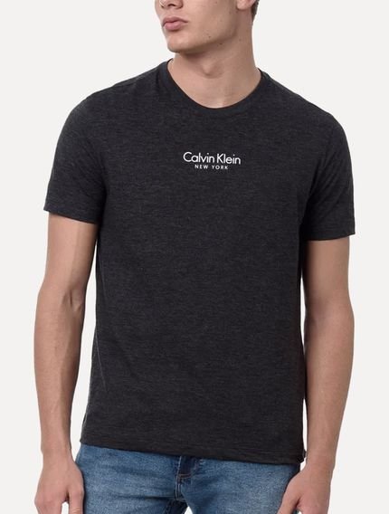 Camiseta Calvin Klein Masculina Flame CK New York Chumbo Mescla - Marca Calvin Klein