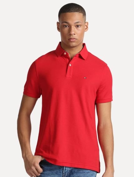 Polo Tommy Hilfiger Masculina Custom Fit Ivy Vermelha - Marca Tommy Hilfiger