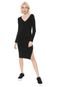 Vestido Calvin Klein Jeans Midi Tricot Fenda Preto - Marca Calvin Klein Jeans