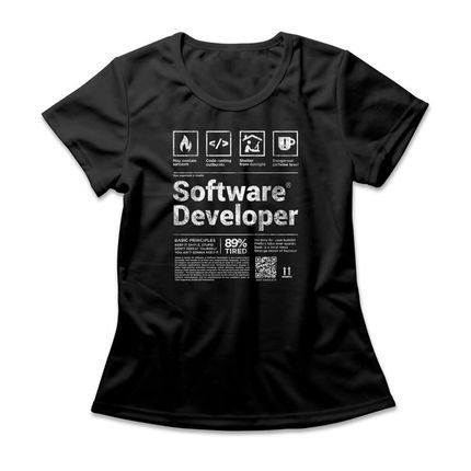 Camiseta Feminina Software Developer - Preto - Marca Studio Geek 