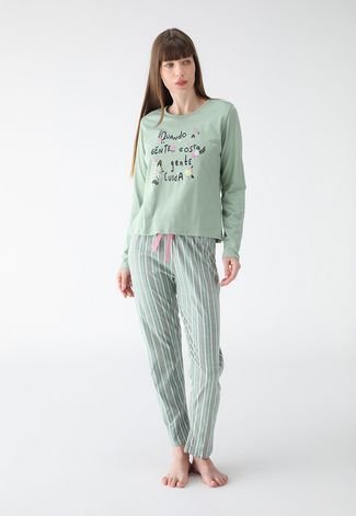 Pijama Malwee Longo Estampado Verde