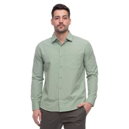 Camisa Social Masculina Slim Teodoro Manga Longa Elegante Cinza  G Verde Verde - Marca TEODORO CAMISARIA