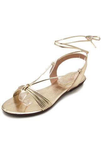 Rasteira DAFITI SHOES Metalizada Dourada - Compre Agora