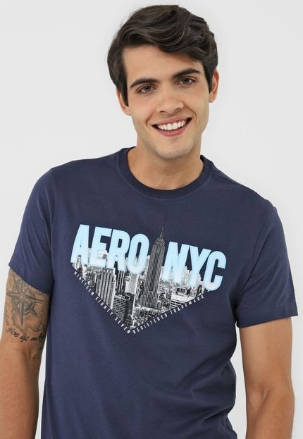 Camiseta Aeropostale Lettering Azul-Marinho - Marca Aeropostale