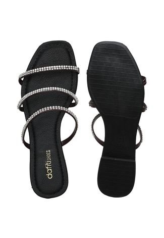 Rasteira DAFITI SHOES Strass Preta - Compre Agora