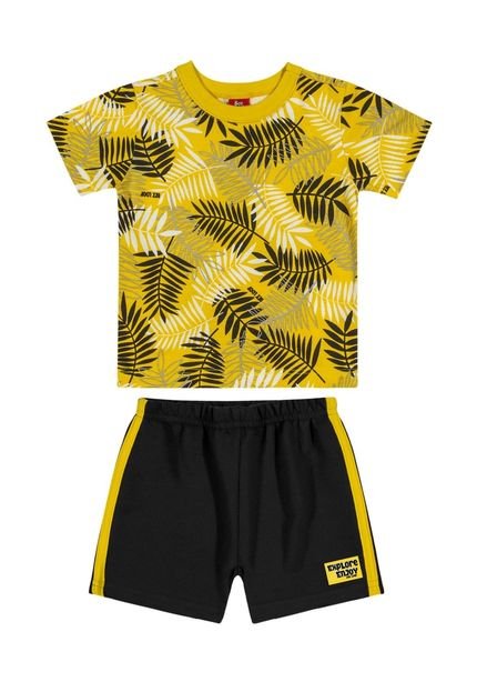 Conjunto Infantil Camiseta Estampada e Bermuda Bee Loop Amarelo - Marca Bee Loop