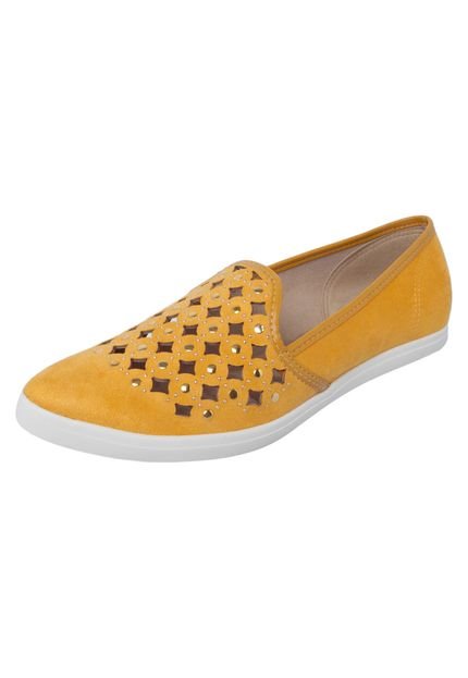 Slip On Bico Fino Lasercut Beira Rio Amarelo - Marca Beira Rio