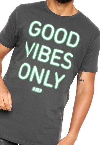 Camiseta HD Good Vibes Cinza/Verde