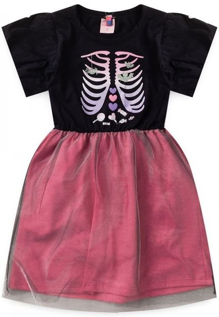 Vestido Feminino Infantil Halloween Doces Preto - Marca PLATINUM KIDS