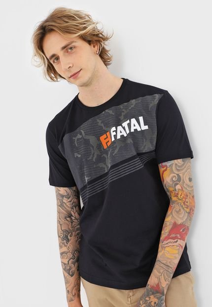 Camiseta Fatal Logo Preta/Cinza - Marca Fatal