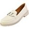 Sapato Feminino Mocassim Tratorado Donatella Shoes Bico Redondo Confort Off White Loafer Argola - Marca Donatella Shoes
