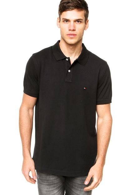 Camisa Polo Tommy Hilfiger Slim Fit Logo Preta - Marca Tommy Hilfiger