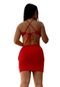 Vestido Feminino Modelo Cropped Curto Com Corte na Coxa  Vermelho - Marca Penelópe Joy