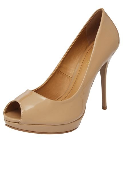 Peep Toe DAFITI SHOES Verniz Bege - Marca DAFITI SHOES