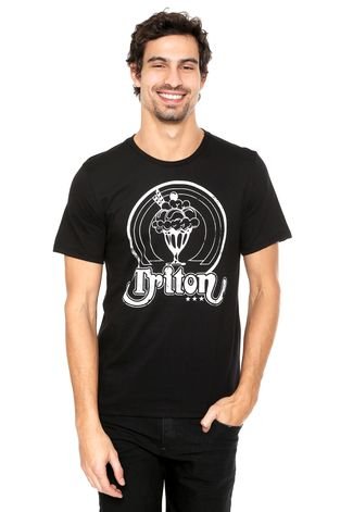 Camiseta Triton Estampada Preta