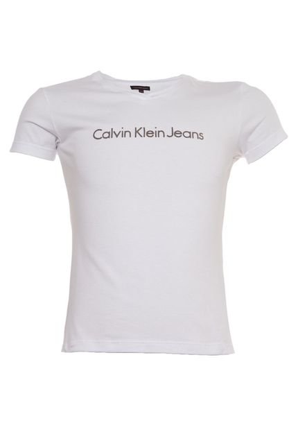 Camiseta Calvin Klein Jeans Logo Relevo Infantil Branca - Marca Calvin Klein Kids