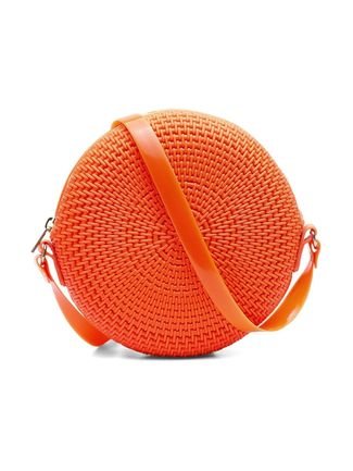 Bolsa Transversal Feminina Redonda Casual Pvc Laranja