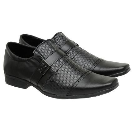 Sapato Social Masculino Elástico Fivela Textura Conforto Preto 42 - Marca Eleganci